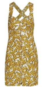 Farm Rio Spotted Banana Cross-Back Mini Dress